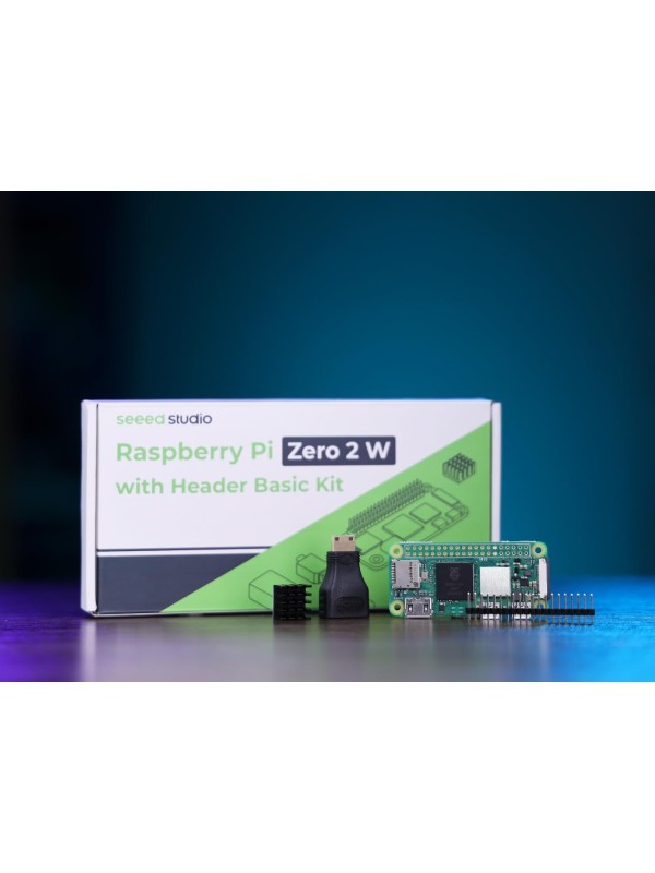 Raspberry Pi Zero 2 W Basic Kit, Header, Heatsink, USB Cable, HDMI Adapter (with Quad-core CPU,Bluetooth 4.2,BLE,onboard Antenna,etc.)