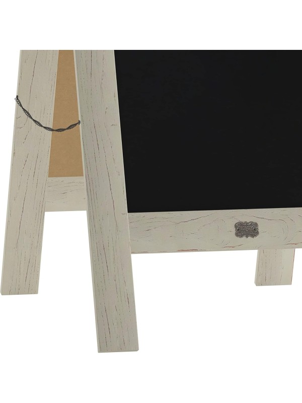 A Frame Chalkboard with Chalk Markers by HBCY Creations: 40x20 Solid Wood A-Frame Sign Gray Double-Sided Magentic Menu Board, Deluxe Set Includes 8 Chalk Markers, 10 Stencils, 2 Magnets
