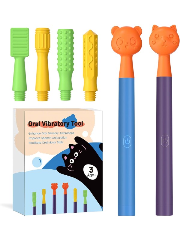 Oral Motor Stimulation kit with 6 Soft Textured Interchangeable Heads,Support for Speech and Feeding,Enhancing Muscle Strength and Coordination, Improve Phonation,Calm Sensory Needs