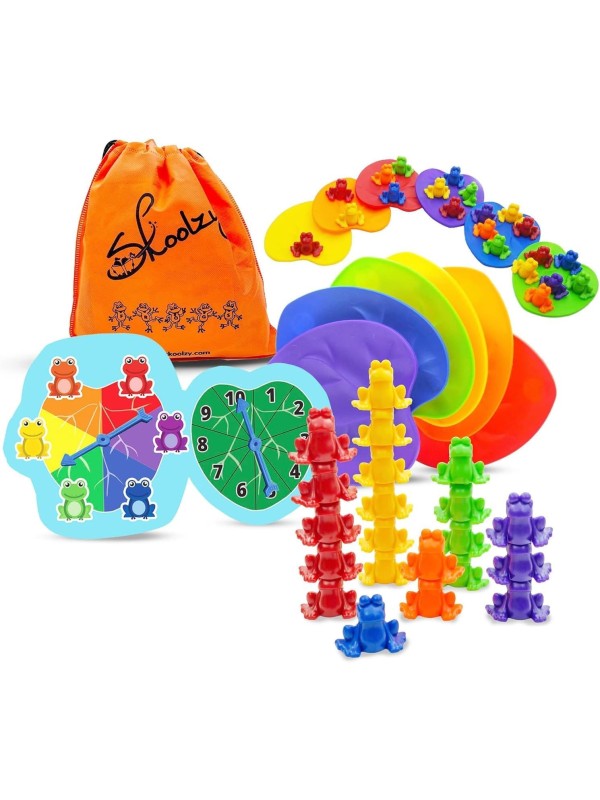 Skoolzy 44 Pc Counting Coins & Learning Set – Montessori Math Development Kit for 18 Months+
