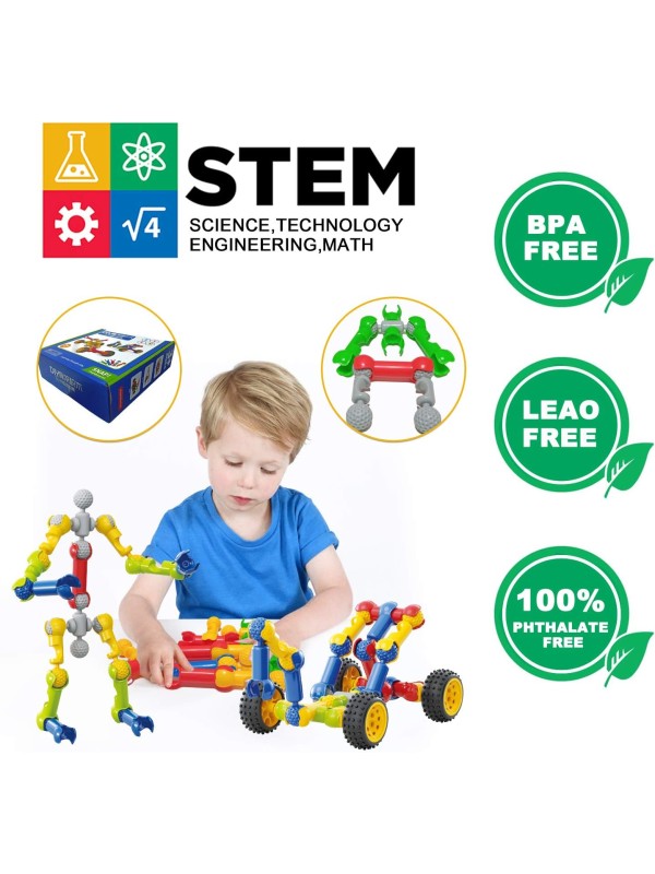 Kids Building Kit STEM Toys, 110 Pcs Educational Construction Engineering Building Blocks DIY Learning Set for Ages 3-10 Year Old Boys Girls, Best Gift for Children Creative Games Fun Play