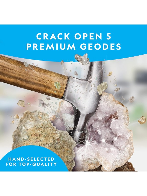 National Geographic Break Open 10 Premium Geodes – Includes Goggles & 2 Display Stands - Great STEM Science Kit, Geology Gift for Kids, Break Your Own Geodes with Crystals