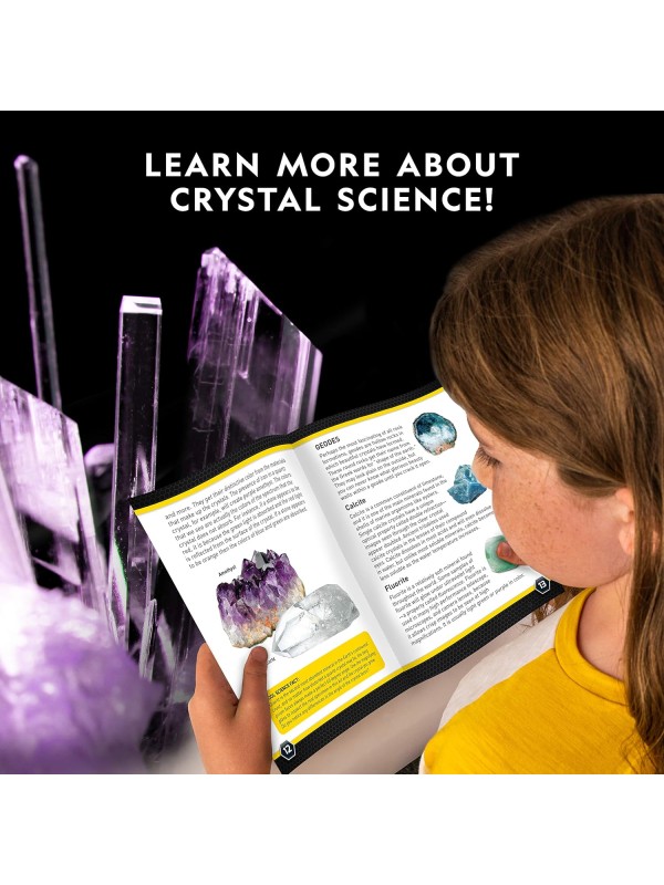 National Geographic Mega Crystal Growing Kit - Grow 6 Crystals with Light-Up Stand, Science Gifts for Kids 8-12