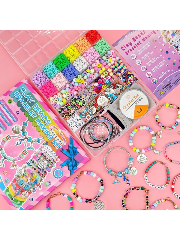 leitait Girls Toys Bracelet Making Kit -3400pcs Charm Jewelry Making Kit Supplies,Unicorn/Mermaid Crafts Birthday Christmas Gifts for Girls Ages 5 6 7 8 9 10 11 12 Years Old