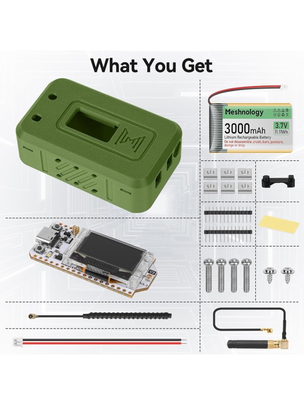 2 Set ESP32 Lo Ra V3 Module Board with 915 MHz Antenna + 3000mAh Battery + Case - Integrated WiFi Blue Tooth SX1262 CP2102 0.96” OLED Display Type C for Ar duino Lo ra Mesh Tastic IoT (N35, Black)