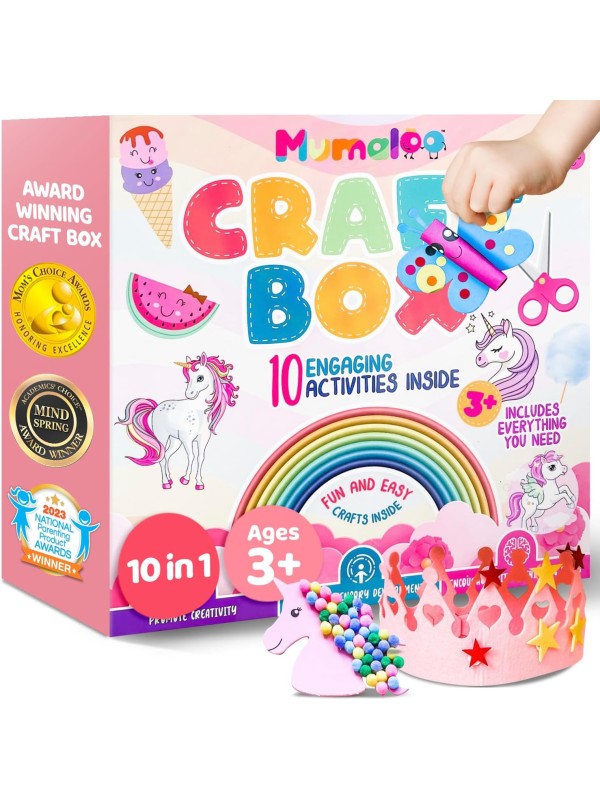 Craft Box for Kids - 10 Creative Arts and Crafts for Kids Ages 4-8, Fun, No Mess Educational Preschool & Homeschool Art Projects, Toddler Crafts Kit Supplies, 3 4 5 6 7 8 Year Old Girls & Boys