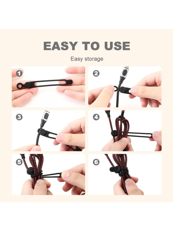 Data Cable Organizer, 2025 New Silicone Cable Ties Reusable Cable Management Organizer for Bundling and Fastening Cable Cords Wires (20)